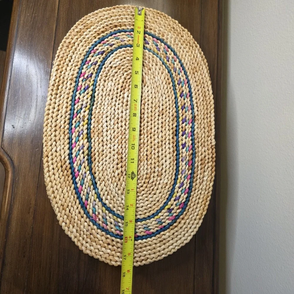 Set 4 VTG Braided Oval Placemats 11.5x17.5 Farmhouse Country Cottage Woven Boho
